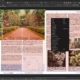 A desktop screen shows a magazine layout about gardening with text and garden photos in publishing software.