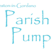 Light blue text reads "Weston-in-Gordano Parish Pump" on a white background.